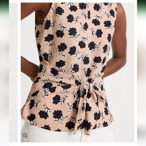 NWT Ann Taylor Floral Tie Waist Top Sz Medium - Picture 2 of 6